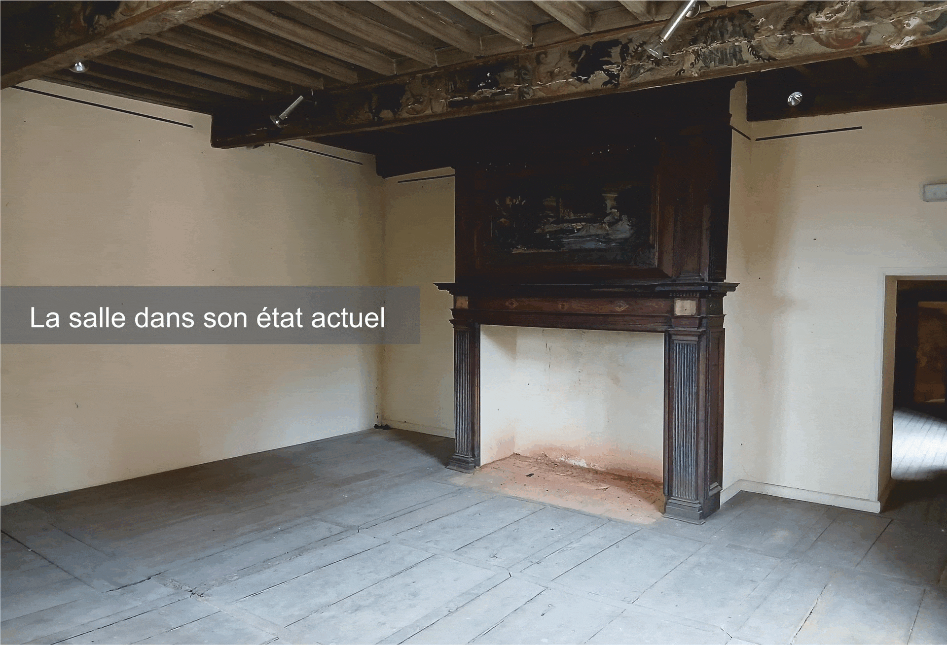 Reconsitution virtuelle de la chambre principale au 17e siècle